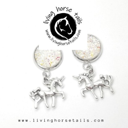 Living Horse Tails  Unicorn glitter earrings