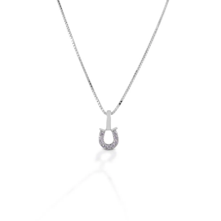 Kelly Herd Clear Horseshoe Necklace - Sterling Silver