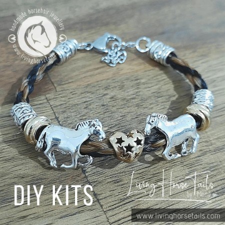 Living Horse Tails DIY Kit Horsehair Braided Bracelet with Horses and Horse Shoe