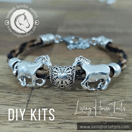 Living Horse Tails DIY Kit Horsehair Braided Bracelet with Two Horses