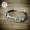 Living Horse Tails Snaffle bit Leather and Stainless Steel bracelet